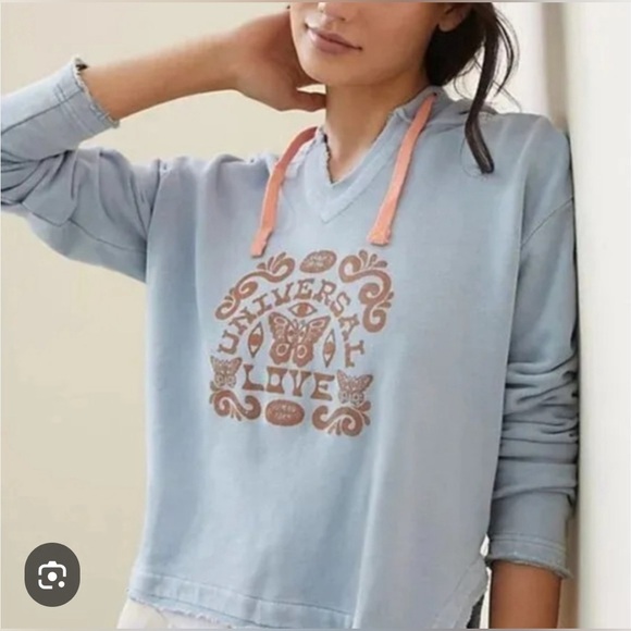 NWT Anthropologie “Universal Love” Graphic Sweatshirt - Size L - Blue/gray - Picture 2 of 8